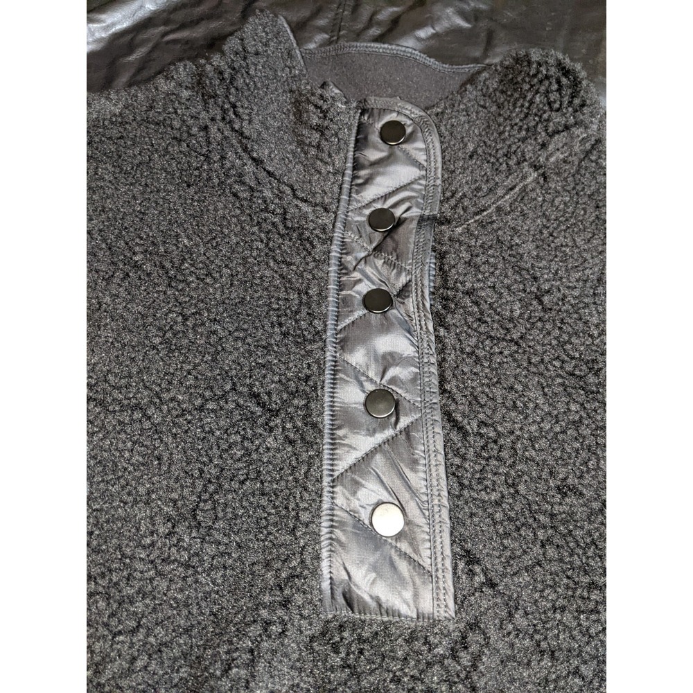 Athleta Cozy Sherpa Snap Sweatshirt Size Large Black - Picture 5 of 12